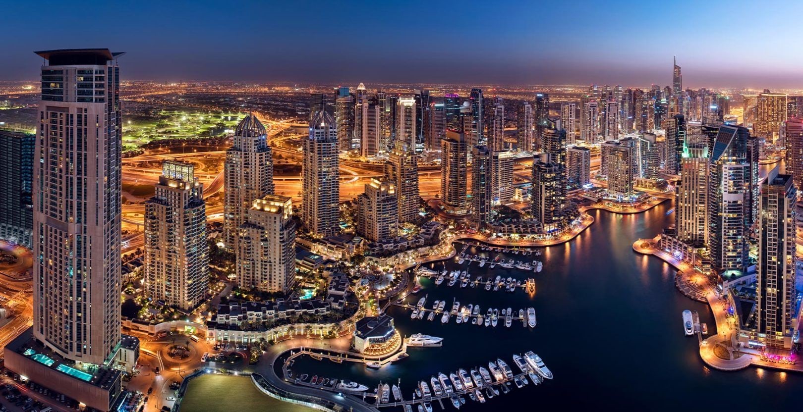 Dubai Marina skyline and waterfront