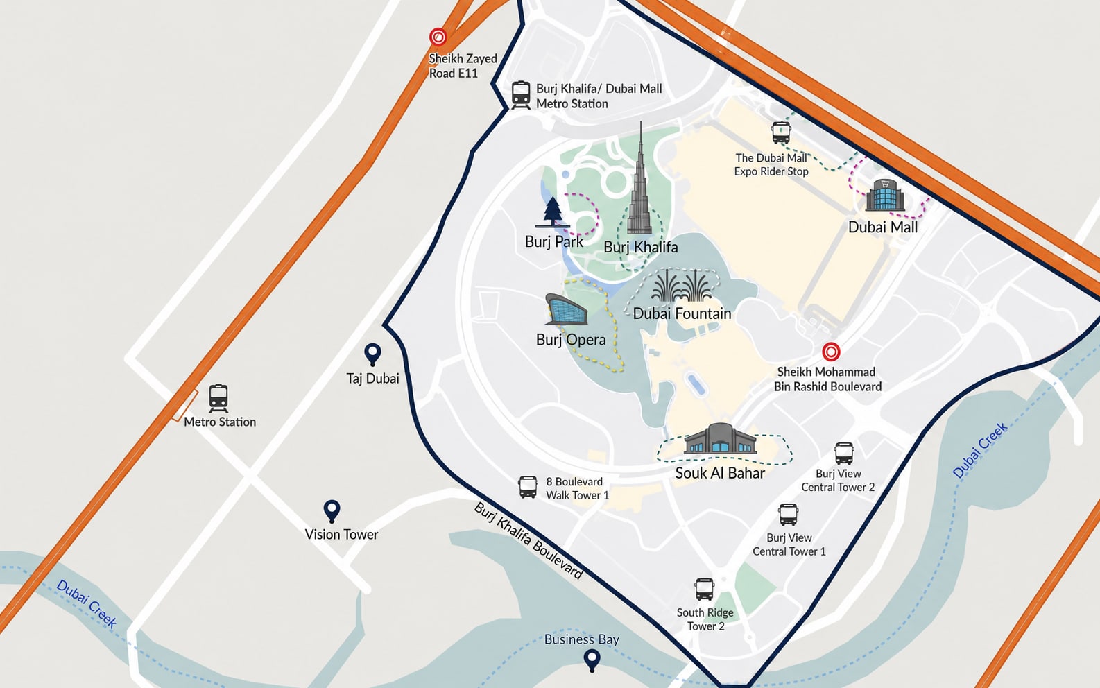 Downtown Dubai map