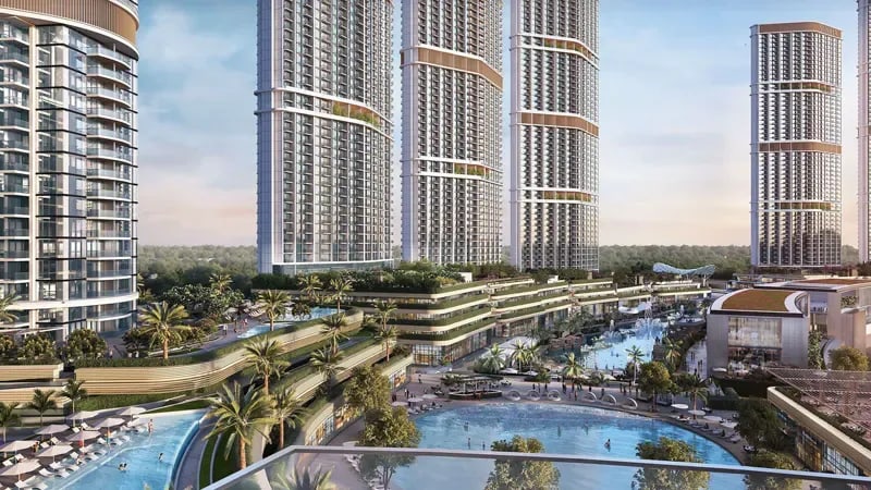 1br maid apartment with downtown lagoon view in skyscape aura sobha hartland 2 dubai exteriors skyscape altius 1 media