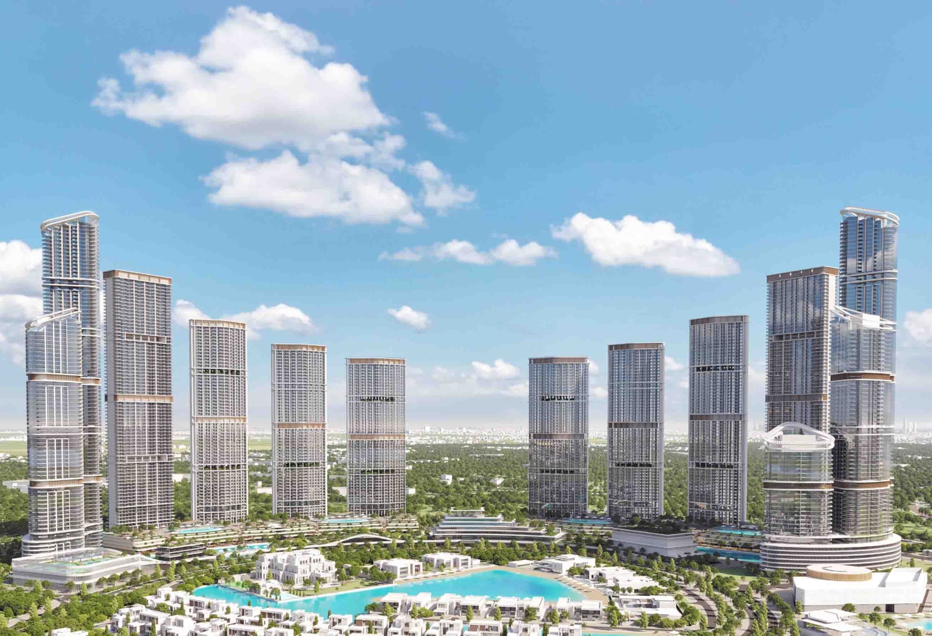 Lagoon and Skyline View Apartment in 320 Riverside Crescent, Sobha Hartland 2, Dubai exteriors