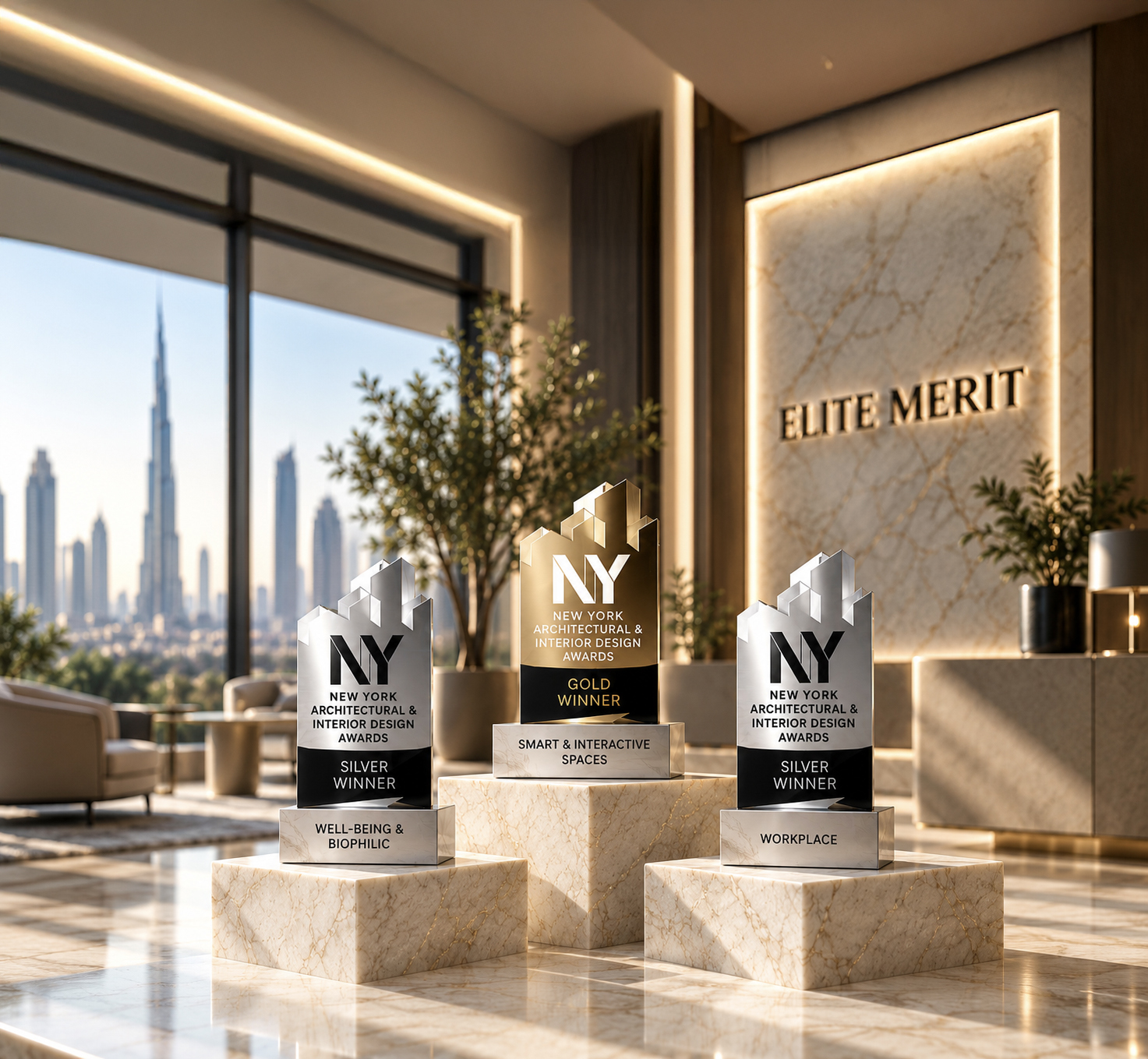 The 2026 NY Architectural & Interior Design Awards, on display in the Dubai office