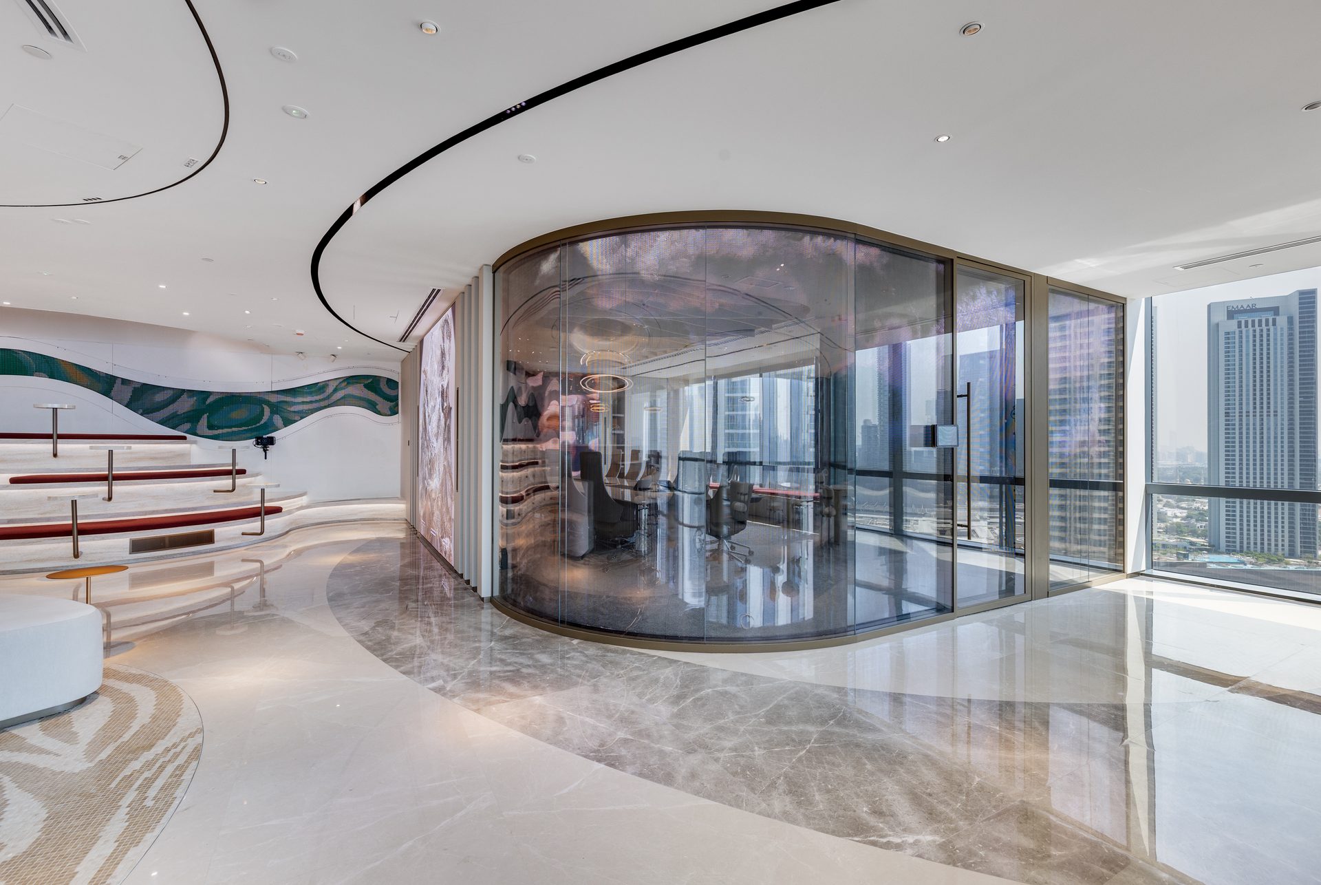 Boardroom with the Stratum data-driven artwork